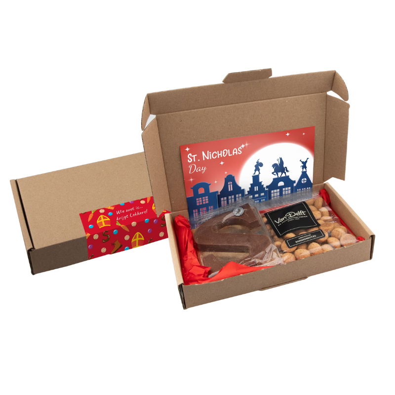 Boîte lettre saint nicolas A6 | Carton | 130 g | 18.1 × 11.5 × 2.8 cm | Carte A6 recto-verso & autocollant